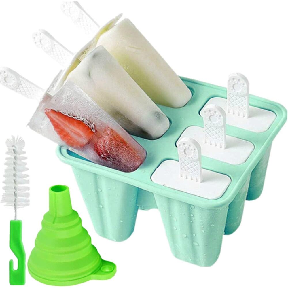 Popsicle Mold 3.3 OZ 6 Cavity Silicone BPA Free Ice Pop Maker Reusable Green